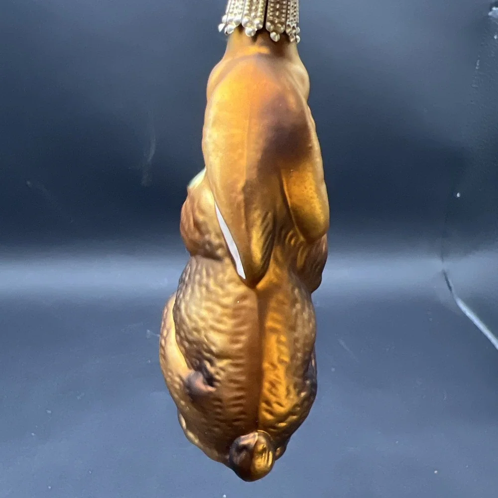 Vintage Kurt S Adler KS Germany Glass Rabbit Eating Carrot Christmas Ornament